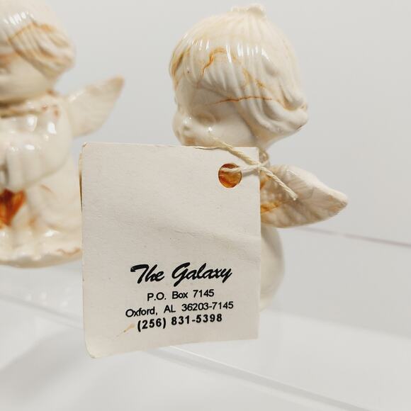 Alabama Clay Pottery 4” Pair Of Praying Angels Figurine Orange Swirls Statue - Picture 14 of 16